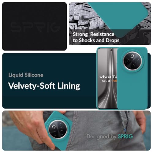Image of SPRIG Compatible with Vivo T4 Premium SilkTone Back Cover Drop Tested Shock Proof Mobile Case for Men, Women, Boys and Girls with Camera Protection (Ocean Blue)