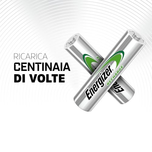 Energizer Recharge Extreme - Batterie Ricaricabili Aaa (Confezione Da 4) - Pile 800 Mah Nimh - Pronte All'uso - Potenza Di Lunga Durata - 100% Imballaggio Riciclabile Privo Di Plastica - 5