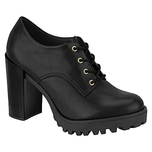 Sapato Feminino Oxford Tratorado Preto Moleca 5713.101