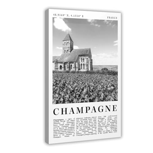 Toile Champagne paysage de France pour bureau et chambre