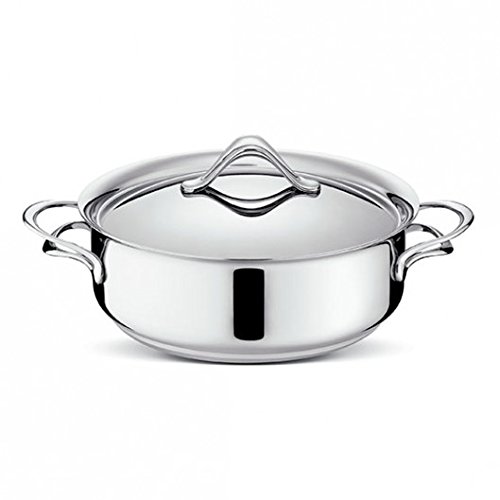 Lagostina 26 cm Silver Kasserole with Lid, 2.5 L, Stainless Steel with Aluminum Base, Uncoated