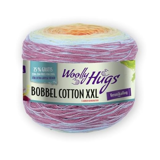 PRO LANA Bobbel Cotton Xxl - Woolly Hugs - Farbe: Mandarin/Mint/Altrosé (611) - 250 g/ca. 1000 m Wolle