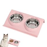 ★【Amplia aplicación】Este producto tiene dos cuencos que permiten alimentar a las mascotas. Adecuado para perros, gatos, cachorros y gatitos, muy adecuado para alimentos gruesos secos, alimentos húmedos, aperitivos o agua.