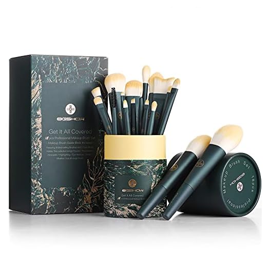 EIGSHOW Makeup Brushes 18pcs Professional Makeup Brush Travel Set with Eco Cylinder 2Cups Holder, Premium Synthetic Foundation Powder Concealer Blush Blending Eye Lip Brush Kit - Cruelty Free