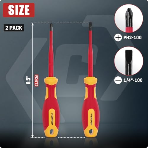 CRIPOP 2 PCS Slim Insulated Screwdrivers
