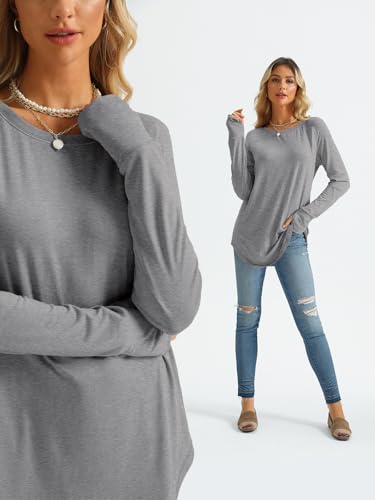 Image of AUTOMET Womens Long Sleeve Tunic Tops Crew Neck Casual Loose Fit Shirts