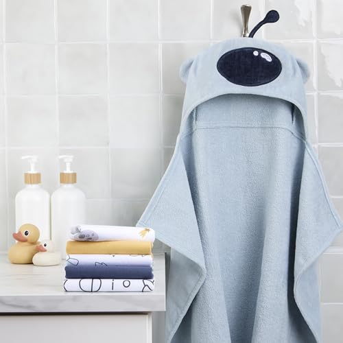Image of Evolur AstroNap 6 pc Baby Gift Set, Includes Hooded Towel & 5pc Wash Cloths, Soft and 100% Cotton Woven, for Newborn, Infants and Toddlers 0-9 Months