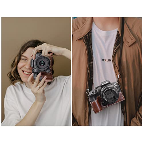 Rieibi EOS R10 Case - Quality PU Leather Half Case for Canon EOS R10 Mirrorless Camera - Grip Case for Canon EOSR10 - Coffee by Rieibi - Used condition - Image 5