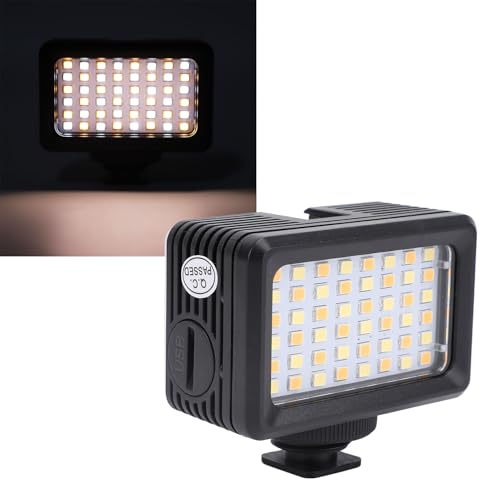 Wasserdichtes Tauchlicht für Action-Kamera, Unterwasser 130 Fuß (40 m), Fotozubehör, CRI 95+, 2500–9000 K, Dimmbare Lampe, mit 1/4-Zoll-Adapter und Kaltschuh-LED-Videoleuchte