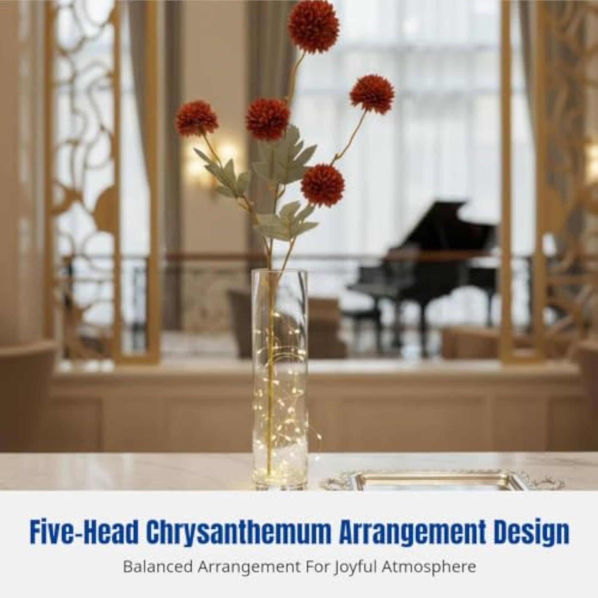 Artificial Chrysanthemum Ball Arrangement, Light Blue Silk Hydrangea Decor