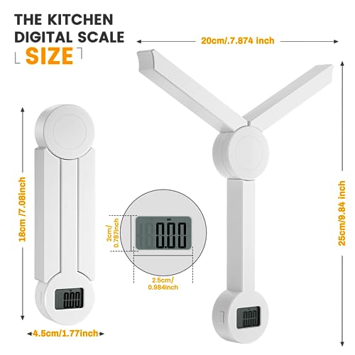 Folding Food Scale,Digital Kitchen Scale,Highly Accurate Compact Small Scale with LCD Display,Portable Food Scale Multiple Units Supported, Travel Scale for Measuring Intake of Healthy by Beewin - Used condition - Image 6