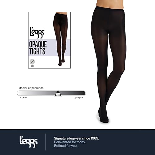 L'eggs Casual Women's Opaque Tights, Same to Waist, Sheer Toe, Black3