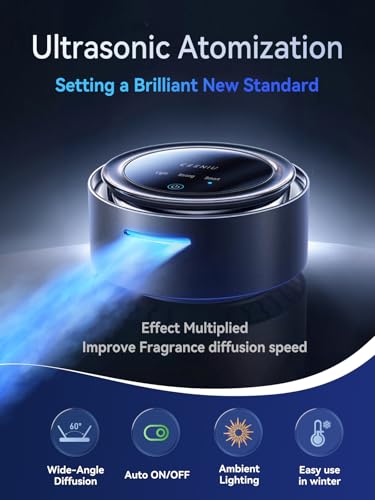 Image of Ceeniu Car Air Freshener Diffuser, 2025 Ultra Wide Angle Ultrasonic Mist with Blue Aurora Car freshener, Magnetic design, Auto On /Off, Powerful Built-in Battery, CF11 Natural Ocean scent