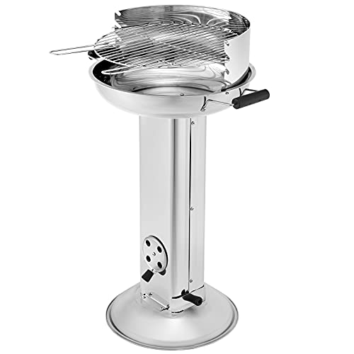 Produktfoto von Säulengrill Edelstahl, Holzkohlegrill, Standgrill, inkl. Höhenverstellbarem Grillrost（H:9-20cm, Ø 39 cm）,&hellip;
