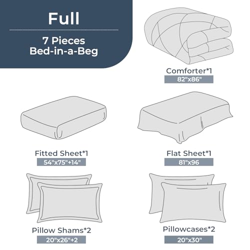 HEVUMYI Red Full Comforter Set - 7-Piece All Season Bed in a Bag Full, Ultra Soft Bedding Set with Comforter, Flat Sheet, Fitted Sheet, Pillowcases, Pillow Shams