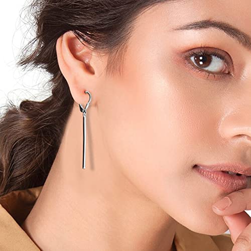Charmsy Sterling Silver Jewelry Vertical Bar Light-Weight Leverback Drop Dangle Earrings For Women 53 Mm #TOP1