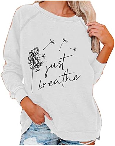 raillery Womens Fashion Solid Color Print SweaterLong Sleeve O Neck Blouse Loose Casual Tunic Tops