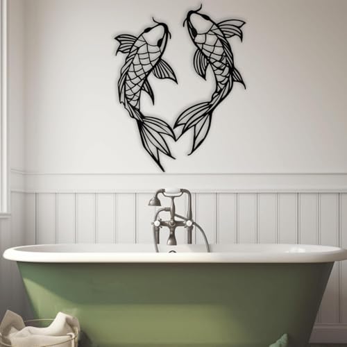 Art mural métal poissons koi dorés décoration poétique maison - 6