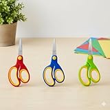 Conjunto de 3 tesouras de segurança para jovens, canhotos, lâminas de metal macias para artesanato, projetos escolares, bricolage e atividades artísticas, multicoloridas