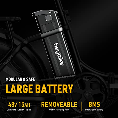 Heybike Ranger Electric Bike For Adults Foldable 20" X 4.0 Fat Tire Step-Thru Electric Bicycle With 500W Motor, 48V 15Ah Removable Battery And Dual Shock Absorber #TOP2