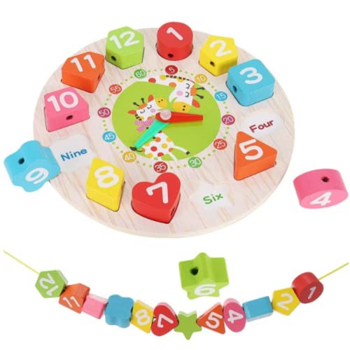 Baby Heroe Reloj Infantil Madera. Juguete Educativo. Aprender Las Horas. Madera Natural Ecológica. Rompecabezas de Aprendizaje Preescolares.