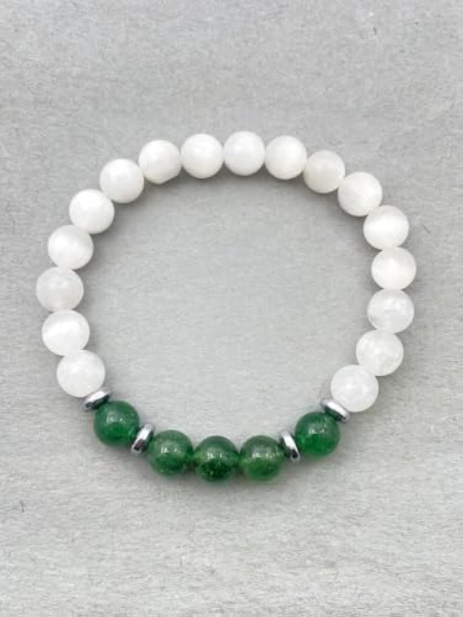Natural Selenite & Strawberry Quartz Beaded Bracelet, Unisex