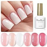 Double Rhythm Gel Nail Polish Set of 6 Colors Baby Light Pastel Milky Nail Polish Starter Kit Art DIY Salon Home (Jelly Sheer Pink Nude White,Kit39)