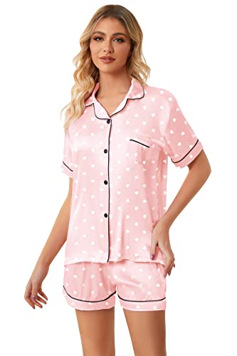 Image of Girls & Womens Satin Pajamas Set, Silk Button-Down Sleepwear 2 Piece Nightwear, 3 Years - Women XXL