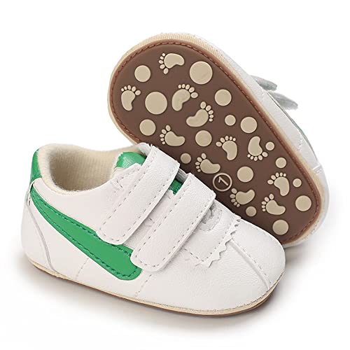 Clowora Baby Boys Girls Shoes Non-Slip Rubber Sole Sneakers Infant First Walking Toddler Crib Shoes Newborn Loafers Flats. (09/Green,6-12 Months)
