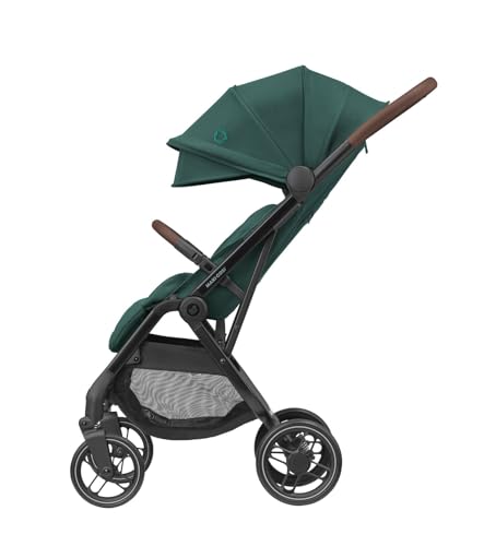 Maxi-Cosi Soho Carrinho, 0-4 anos, 0-22 kg, carrinho ultra compacto, dobrável automático com uma mão, cadeira espaçosa, 3 reclinações, reclinação total, capa removível, verde essencial