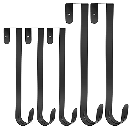 5 Pcs Wreath Hanger For Front Door - Large Wreath Metal Hook For Christmas Wreath Over The Door Hangers 2 X 15" And 3 X 12" - Black #TOP24