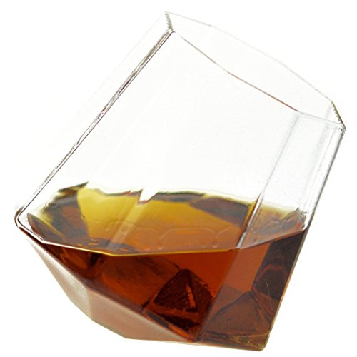 Diamond Whiskey Glasses - Rocks Glass for Rum, Tequila, Scotch Glasses - Whiskey Gifts - 10oz Cocktail, Lowball, Old Fashioned Glass (Set of 2) Unique Bar Decor & Bourbon Gifts by Prestige Decanters