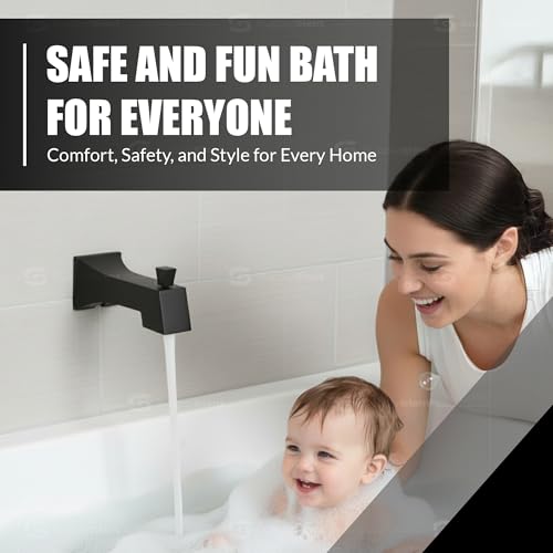 SUPPLYGIANT Tub Spout with Diverter 6" Square Bathtub Faucet with Decorative Matte Black Finish by Supply Giant - Image 5