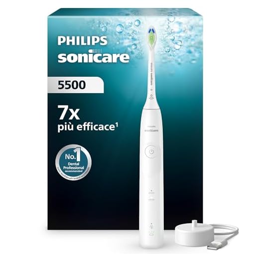 Philips Sonicare 5500, spazzolino elettrico sonico con 1 livello di intensità, avviso di pressione, EasyStart, Smartimer e BrushPacer, bianco, modello HX7110/01 [Nuova tecnologia]
