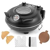 YIBAKE Electric-Pizza-Oven, 12'' Indoor-Electric-Pizza-Maker, 1200W Countertop Pizza Maker Machine with Dual Temp Control, Crispy Crust Pizzas in Minutes, Black