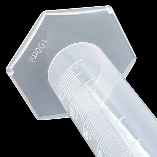 Plastic Graduated Cylinder, Transparent Measuring Cylinder Durable Lab Test Tube Flask, 2-Sided Measuring Lines Graduated Cylinder Beaker for Science Projects, Pour Spout (5, 100ml) - Thumbnail 4