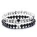 Believe London Distance Bracelets de avec Sac de Bijoux et Carte de Signification | Fort élastique | Amitié Relation Couples Son Ses | Howlite Blanc Agate Onyx Noir