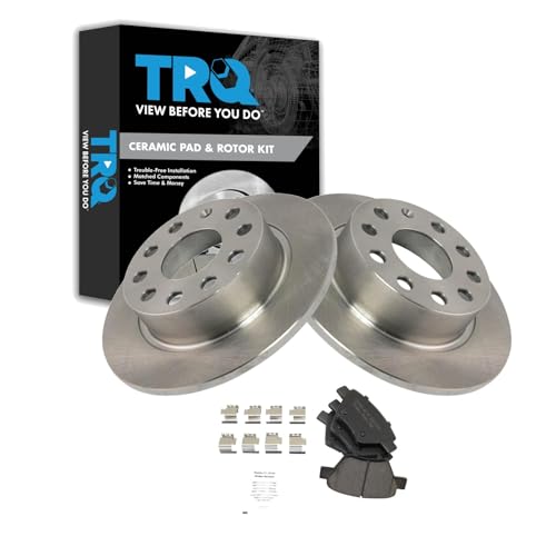 Image of TRQ Rear Brake Pad and Rotor Set Ceramic Compatible with 2013 Beetle 2011-2014 Golf 2012-2014 Jetta