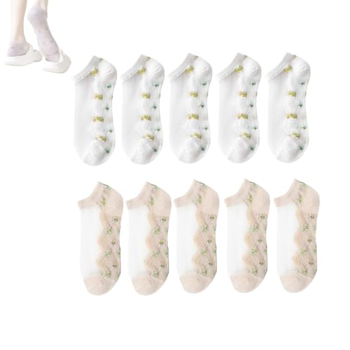 NLIADVY Breathable Ultra Thin Stretchy Athletic Socks for Women, See-Through Fashion Soft Socks (10pair-G,One Size)
