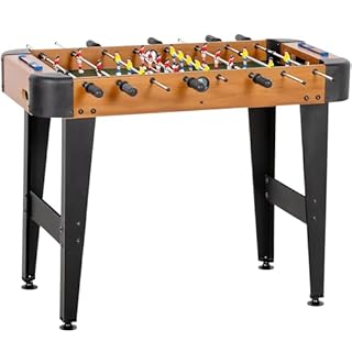 SPORTNOW Baby-Foot pour Enfants et Adultes, 22 Joueurs, 2 balles, compteurs manuels et poignées antidérapantes, Table de babyfoot sur Pieds pour la Famille et Le Cadeau, 92 x 75 x 71 cm, Marron