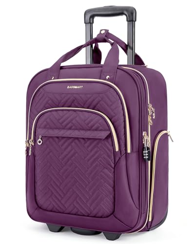 BAGSMART 16-Inch Underseat Softside Carry-On Luggage, Purple
