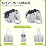 ALLSOPETS Hundetasche für Kleine Hunde, Leichte Atmungsaktive Haustiertasche, Bequeme Katzentragetasche mit Leinenhaken für Reisen, Outdoor und Camping (Silbergrau)