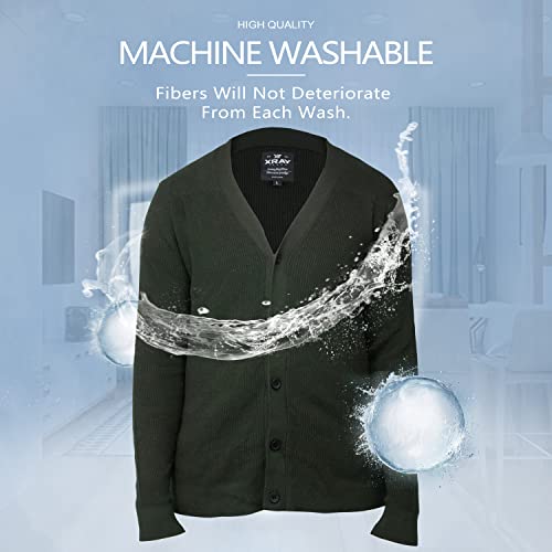 X Ray Mens Clothing Button Down Cardigan Sweater | Cardigan Men Sweater, Ribbed Cotton V-Neck Olive, 3X-Large #TOP3