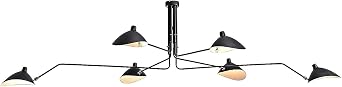 Mid Century Duckbill Chandelier 3/6 Arm Branch Tube Adjustable Pendant Light Black Wrought Iron Metal Ceiling Lighting Fixture for Restaurant Corridor Bedroom Farmhouse Cafe 6Light
