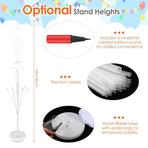 Aneco 4 Set Balloon Stand Kit with Base Pole Water Bag for Floor, 63 Inch Balloon Tower Backdrop Decoration Sesame Street Party Baby Shower Gender Reveal Birthday Wedding Decorations, Only White Stand by Aneco - Used condition - Image 4