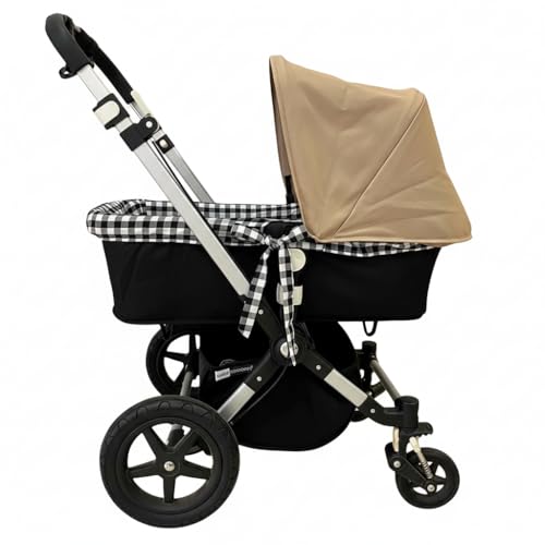 Cosamui Vestidura capazo Universal bebé - Algodón 100% - Cubre capazo Carro - Cubrecapazo Carrito (Vichy Negro)