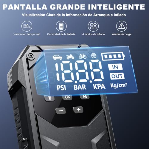 Arrancador de coches 9000A con compresor de aire de 160PSI y linterna LED 5
