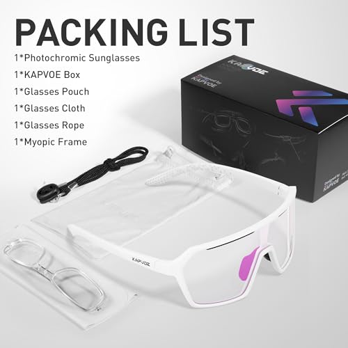 KAPVOE Photochromic Cycling Glasses Men Mountain Bike Glasses Women Clear MTB Sports Sunglasses TR90 Biking Goggles Transition Bicycle Glasses Triathlon Running UV Protection Pink — view 6