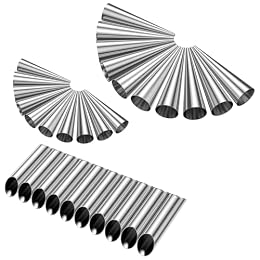 30 Pcs Cannoli Forms Tubes Kits, Non Stick Stainless Steel Cream Horn Mold, Reusable Cone Shaped Molds, Tubular Shaped Baking Molds, Cannoli Forms Tool for Danish Pastry Cream Roll
