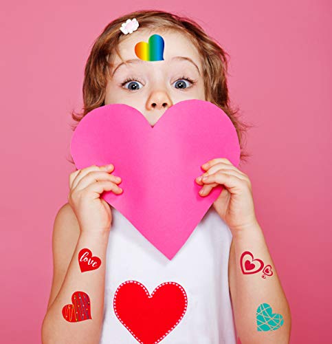 Valentines Heart Tattoos(100PCS),Konsait Valentine’s Day Temporary Tattoos Red Heart Tattoos for Kids Girls Boys Valentine’s Day Party Favor Supplies Kids School Gifts Goody Bag Filler Teachers Prizes - Thumbnail 3